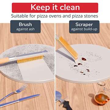 Senwosa Pizza Oven Accessories Set - 3 Piece Pizza Making Kit with Pizza Peel, Pizza Oven & Stone Brush with Scraper, Turning Fork & Bubble Popper - Tools for Indoor Outdoor Brick Wood Gas Ovens