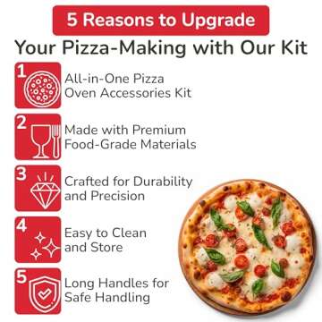 Senwosa Pizza Oven Accessories Set - 3 Piece Pizza Making Kit with Pizza Peel, Pizza Oven & Stone Brush with Scraper, Turning Fork & Bubble Popper - Tools for Indoor Outdoor Brick Wood Gas Ovens