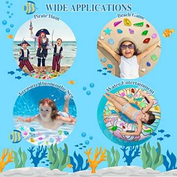 MGparty 24pcs Diving Gem Pool Toys Colorful Diamonds Set with Treasures Pirate Box Summer Toy Underwater Swimming Toys for Boys and Girls Pool Games Water Toys