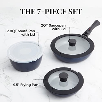 ROCKURWOK Non-Stick Cookware Set with Removable Handle