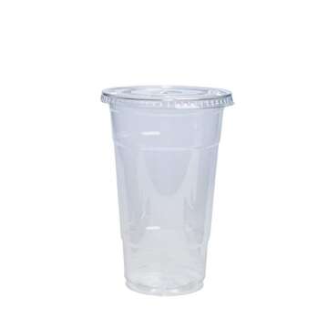 Comfy Package [24 oz. - 50 Count Clear Plastic Cups With Lids, Disposable Coffee Cups with Flat Lids...