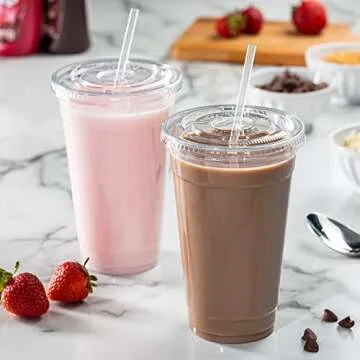 Comfy Package Clear Plastic Cups with Lids for Events