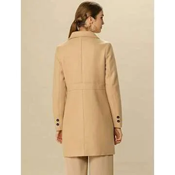 Allegra K Camel Pea Coat for Stylish Winter Wear