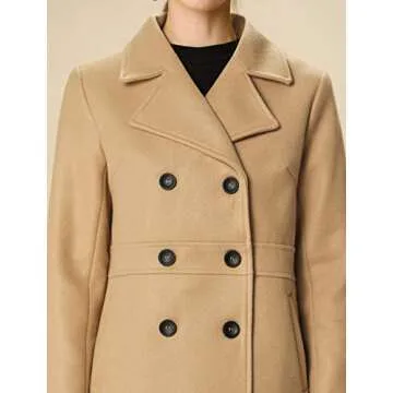 Allegra K Camel Pea Coat for Stylish Winter Wear