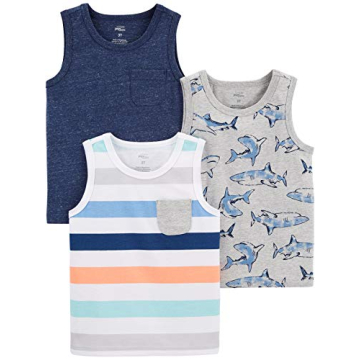 Simple Joys by Carter's 3-Pack Baby Boys' Muscle Tank Tops - Fun Prints for Summer