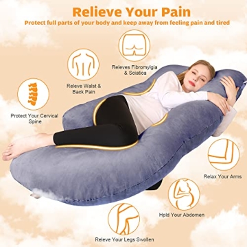 58 Inch U-Shaped Full Body Maternity Pillow for Pregnant Women