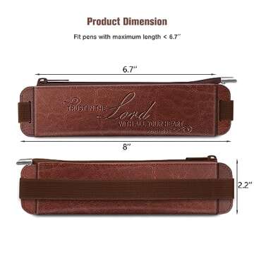 FINPAC 2-Pack Elastic Pencil Case for Notebook, Leather Pen Holder Stationery Zipper Bag for Pencils, Markers, Pen Pouch w/Elastic Band for Bible Journaling, Planners, Tablets