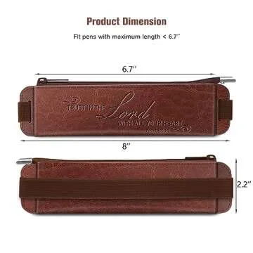 FINPAC 2-Pack Elastic Pencil Case for Notebook, Leather Pen Holder Stationery Zipper Bag for Pencils, Markers, Pen Pouch w/Elastic Band for Bible Journaling, Planners, Tablets