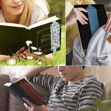 FINPAC 2-Pack Elastic Pencil Case for Notebook, Leather Pen Holder Stationery Zipper Bag for Pencils, Markers, Pen Pouch w/Elastic Band for Bible Journaling, Planners, Tablets