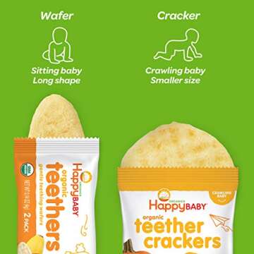 Happy Baby Organics Baby Snacks, Gentle Teething Wafers, Gluten Free & Vegan, Sweet Potato & Banana, 12 Count (Pack of 6)