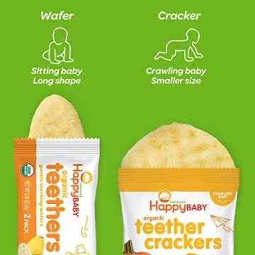 Happy Baby Organics Baby Snacks, Gentle Teething Wafers, Gluten Free & Vegan, Sweet Potato & Banana, 12 Count (Pack of 6)