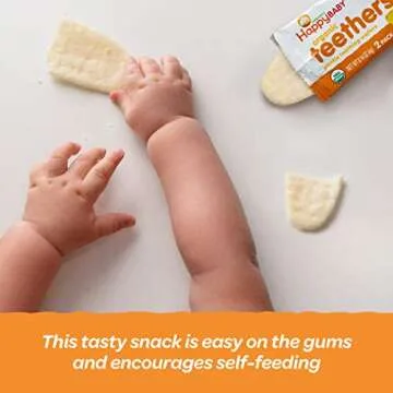 Happy Baby Organics Baby Snacks, Gentle Teething Wafers, Gluten Free & Vegan, Sweet Potato & Banana, 12 Count (Pack of 6)