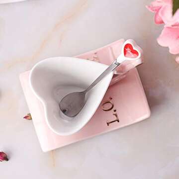 Charming Heart-Shaped Ceramic Coffee Mug Set for Lovers
