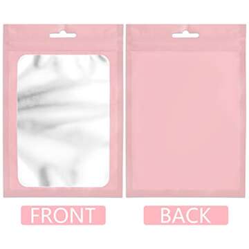 100 Pcs Resealable Mylar Bags with Zipper and Clear Window Packaging Bags Foil Pouch Zipper Bag for ...