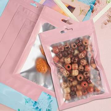 Resealable Mylar Bags with Zipper and Window - 100 Pcs