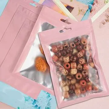 Resealable Mylar Bags with Zipper and Window - 100 Pcs