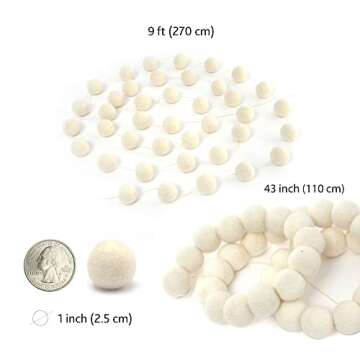 Glaciart Christmas Felt Ball Garland - 9-Foot Decor