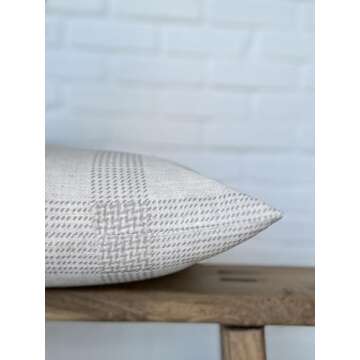 Pillow Cover Linen Lightweight 20 x 20 in Double Sided Block Print with Zipper Easy Removal Home Dec...