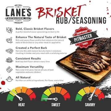 Lane's Brisket Rub Seasoning, All-Natural Championship Butt Rub Seasoning, Perfect for Burger, Steak...