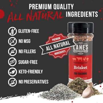 Lane's Brisket Rub Seasoning, All-Natural Championship Butt Rub Seasoning, Perfect for Burger, Steaks, and Pork Rubs for Smoking, Made in USA, 4.6 Oz