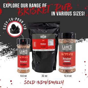 Lane's Brisket Rub Seasoning, All-Natural Championship Butt Rub Seasoning, Perfect for Burger, Steaks, and Pork Rubs for Smoking, Made in USA, 4.6 Oz