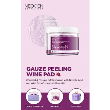 DERMALOGY by NEOGENLAB Bio-Peel Gauze Peeling Pads (Wine, 30 pads) - Exfoliating & Firming Peeling Pad with PHA & Red Wine & Resveratrol & Acid Hyaluronic - Korean Skin Care