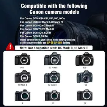 F1TP ACK-E6 AC Power Supply Adapter DR-E6 DC Coupker Kit LP-E6N Dummy Battery for Canon EOS 90D 80D 70D 60D 6D 7D R R5 R5-C R6 R7, 5D Mark II III IV, 6D Mark II, 7D Mark II 5DS 5DSR Camera.