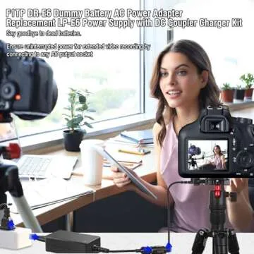 F1TP ACK-E6 AC Power Supply Adapter DR-E6 DC Coupker Kit LP-E6N Dummy Battery for Canon EOS 90D 80D 70D 60D 6D 7D R R5 R5-C R6 R7, 5D Mark II III IV, 6D Mark II, 7D Mark II 5DS 5DSR Camera.
