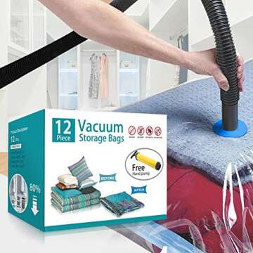 12Pcs Vacuum Seal Bags with Hand Pump for Ultimate Storage