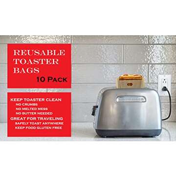 Non-Stick Reusable Toaster Bags (Set of 10) Various Sizes, Create Grilled Cheese Sandwiches in Toast...