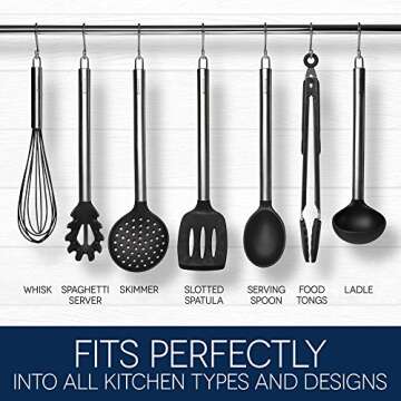 Kitchen Utensils Set - Silicone Cooking Utensils Set - Kitchen Utensil Set - 7 Silicone Utensils Set - Stainless Steel Utensils - Cooking Utensil Set Spatula Set - Kitchen Tools Gadgets - Ladle Spoon