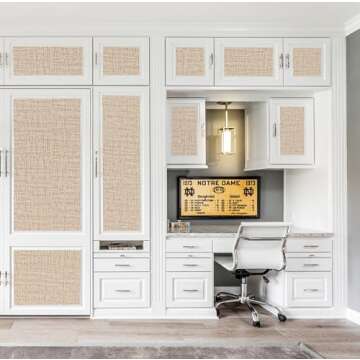 Guvana 15.7"×394" Textured Wallpaper Beige Grasscloth Peel and Stick Wall Paper Linen Embossing Contact Paper Self Adhesive Vintage DIY Removable Wallpaper for Accent Wall Covering Vinyl Roll