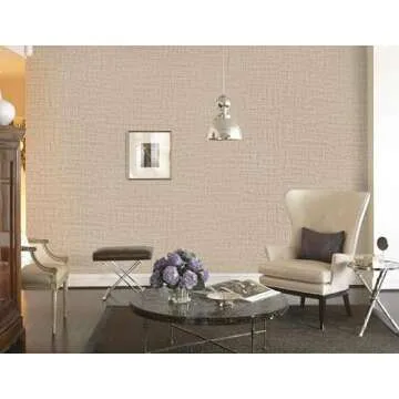 Guvana 15.7"×394" Textured Wallpaper Beige Grasscloth Peel and Stick Wall Paper Linen Embossing Contact Paper Self Adhesive Vintage DIY Removable Wallpaper for Accent Wall Covering Vinyl Roll