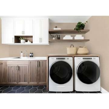 Guvana 15.7"×394" Textured Wallpaper Beige Grasscloth Peel and Stick Wall Paper Linen Embossing Contact Paper Self Adhesive Vintage DIY Removable Wallpaper for Accent Wall Covering Vinyl Roll