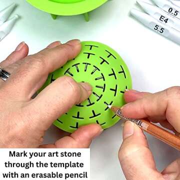 Silicone Mold for Making Smooth Rocks and Stones for Art - Includes Dome Template - Design #1 by Happy Dotting Company - Reusable for Art Including Mandala Dotting - Drawing Painting DIY Crafts