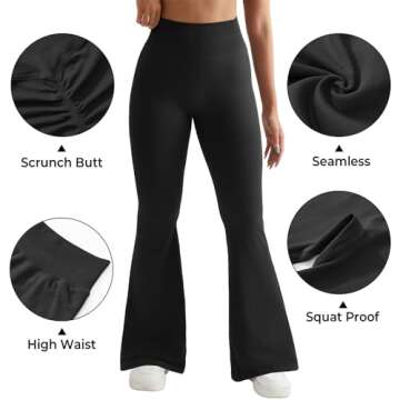 SUUKSESS Women Seamless Scrunch Butt Lifting Flare Leggings: High Waisted Tummy Control Yoga Pants