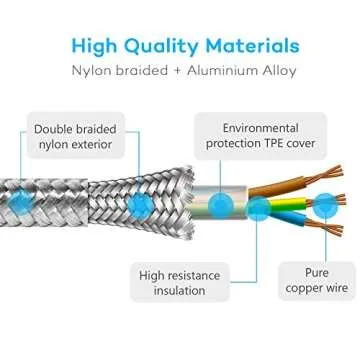 Multi Charging Cable, USB Cable 3A 4FT Nylon Braided Universal 4in1 Charger Adapter Type-C/Micro Port, Compatible with Cell Phones and More (Silver, 2Pack)