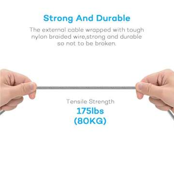 Multi Charging Cable, USB Cable 3A 4FT Nylon Braided Universal 4in1 Charger Adapter Type-C/Micro Port, Compatible with Cell Phones and More (Silver, 2Pack)