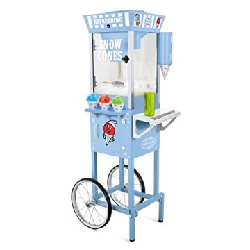 Nostalgia Snow Cone Shaved Ice Machine - Retro Cart Slushie Machine Makes 72 Icy Treats - Includes M...