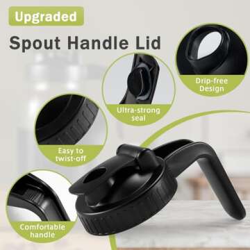 Mason Jar with Pour Spout Lid V-shaped, 64 oz Iced Tea Pitcher with Lids Double Leak Proof, 2 Quart ...