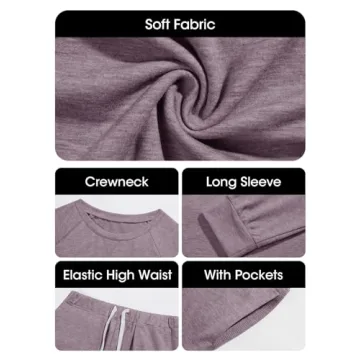 Eurivicy Women's Solid Sweatsuit Sets Long Sleeve Pullover and Drawstring Sweatpants 2 Piece Sport Outfits