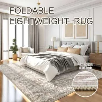 Soalmost 8x10 Area Rugs for Living Room, Stain Resistant Washable Rugs for Dining Room, Kitchen, Floral Vintage Non-Slip Thin Large Area Rug(Light Brown, 8'x10')