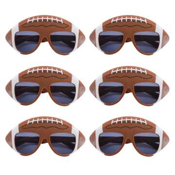 Cleverplay 6 Pairs Football Sunglasses for Kids,Football Party Favors,Football Party Decorations
