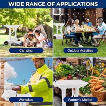 SereneLife Portable Camping Sink with 30L (7+ Gallon) Built-In Water Tank, Large Wheels, Hands-Free ...