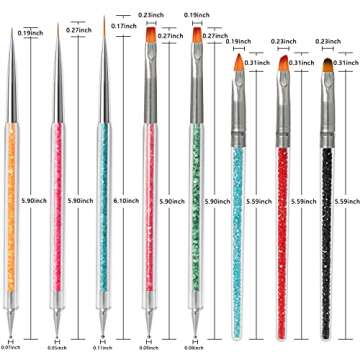OWill Nail Art Brushes Function Nail Brush for Dotting Drawing Painting Tools Liner Design Nail Art ...