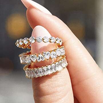 Aojun Women's 18K Gold Plated Titanium Steel Ring