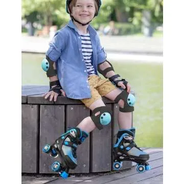 SULIFEEL Roller Skates for Girls Boys Kids,4 Sizes Adjustable Quad Skates with Light up Wheels,Safe Fun Children Skates, Best Gift for Beginners Indoor Outdoor Sports
