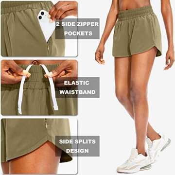 SANTINY Women's Athletic Running Shorts with Pockets