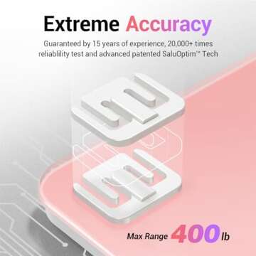 Ovutek Bathroom Scale for Body Weight, Highly Accurate Digital Weighing Machine for People, Upgraded Batteries Included, Compact Size, LED Display, High Standards Sturdy Tempered Glass, 400lb, Pink