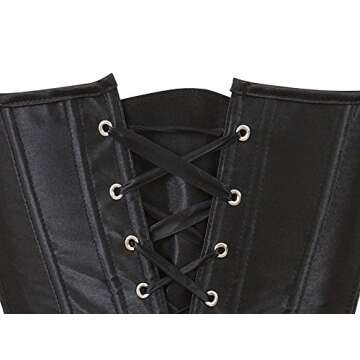 Zhitunemi Women's Bustier Corset Top Sexy Lingerie Sets Black Satin Waist Cincher 3X-Large Black